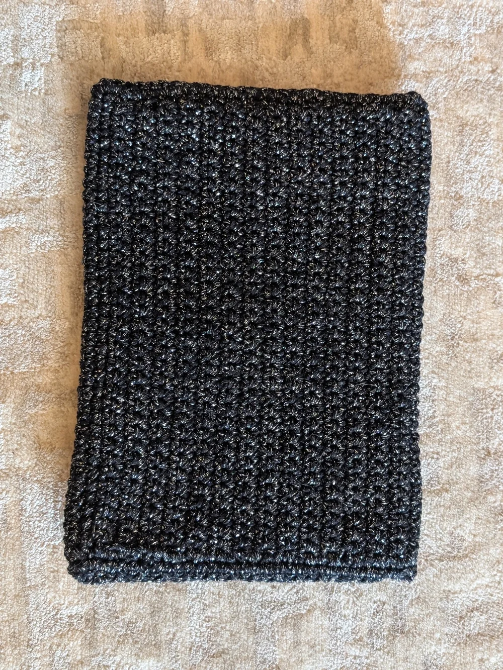 Hand-Crocheted Black Sparkle Mini Clutch